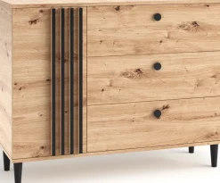 Komoda 120 cm na nóżkach z szufladami do salonu LERON dąb artisan