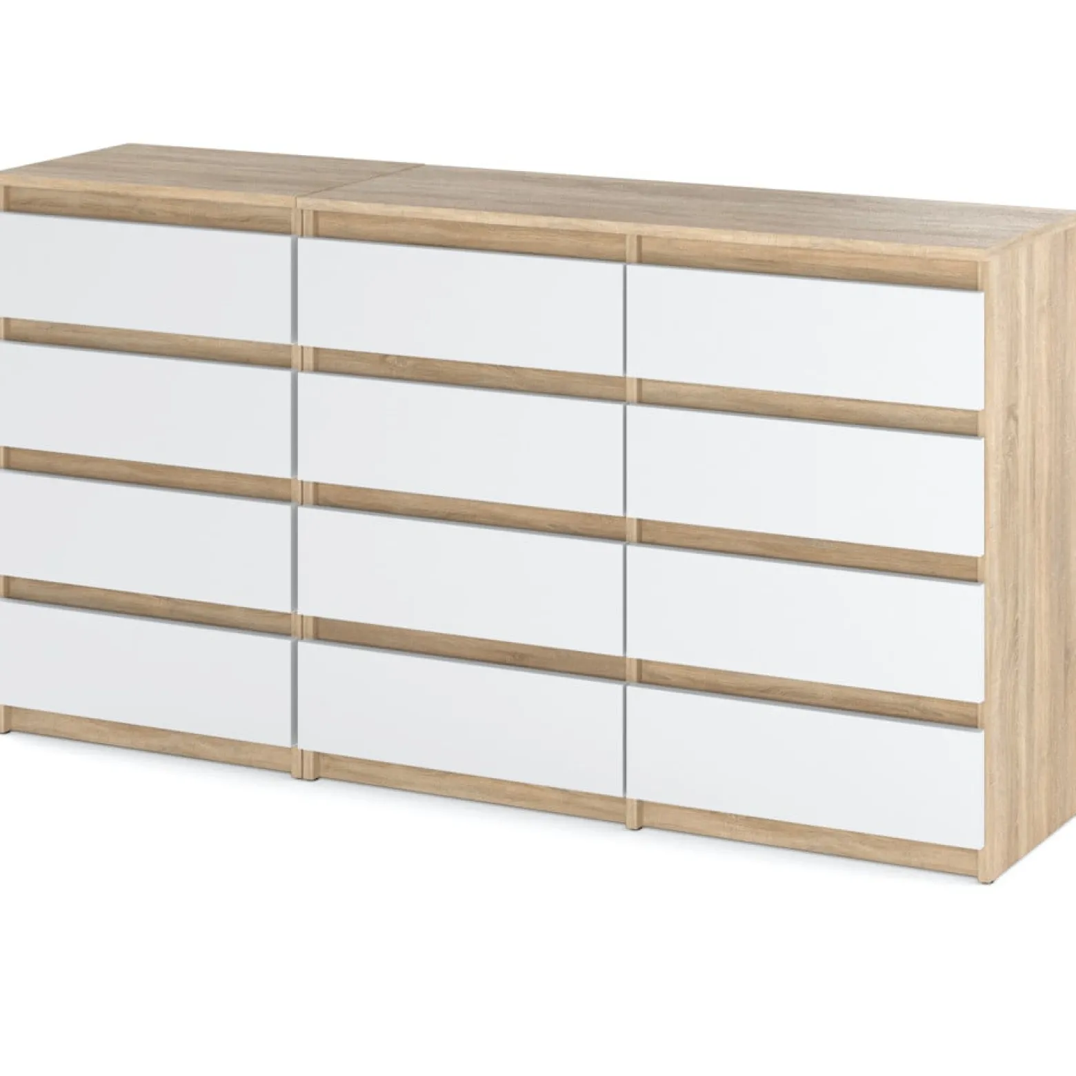 Komoda 12 szuflad szafka 180cm salon sypialnia sonoma biały