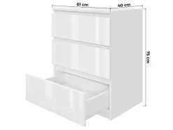 Komoda Biała 60 cm z 3 Szufladami - do Każdego Pomieszczenia