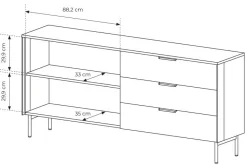 Komoda do salonu 2D3S + LED LUMIN w kolorze Dąb Dunin