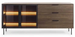 Komoda do salonu 2D3S + LED LUMIN w kolorze Dąb Dunin