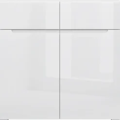 Komoda Dwudrzwiowa z Szufladami MIST 90 cm Biały połysk