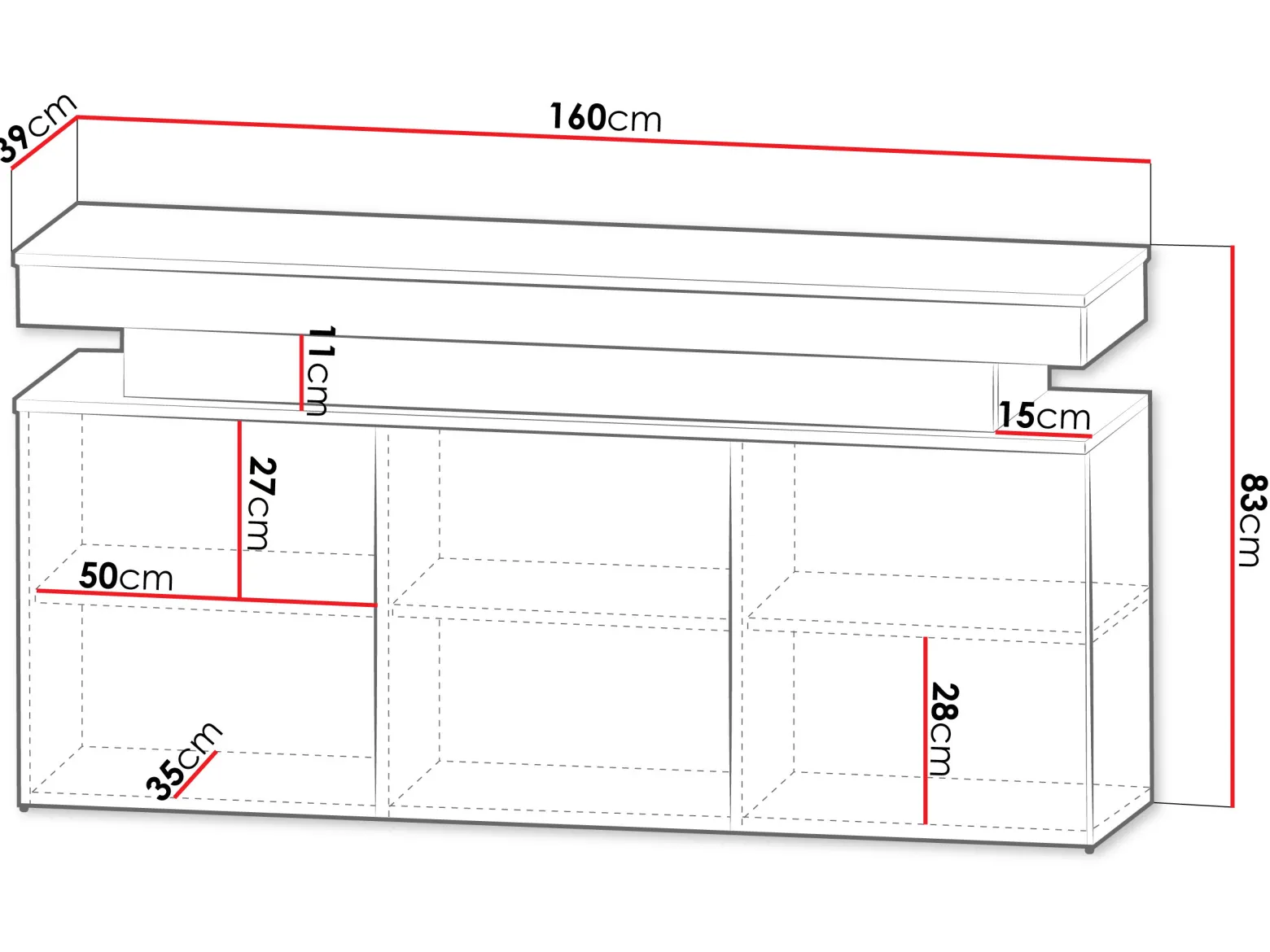Komoda Glossa Bis 3D z oświetleniem LED