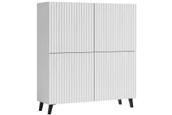 Komoda LOKET 120 cm biały/biały MDF z ryflowaniem M9