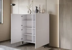 Komoda LOKET 120 cm biały/biały MDF z ryflowaniem M9