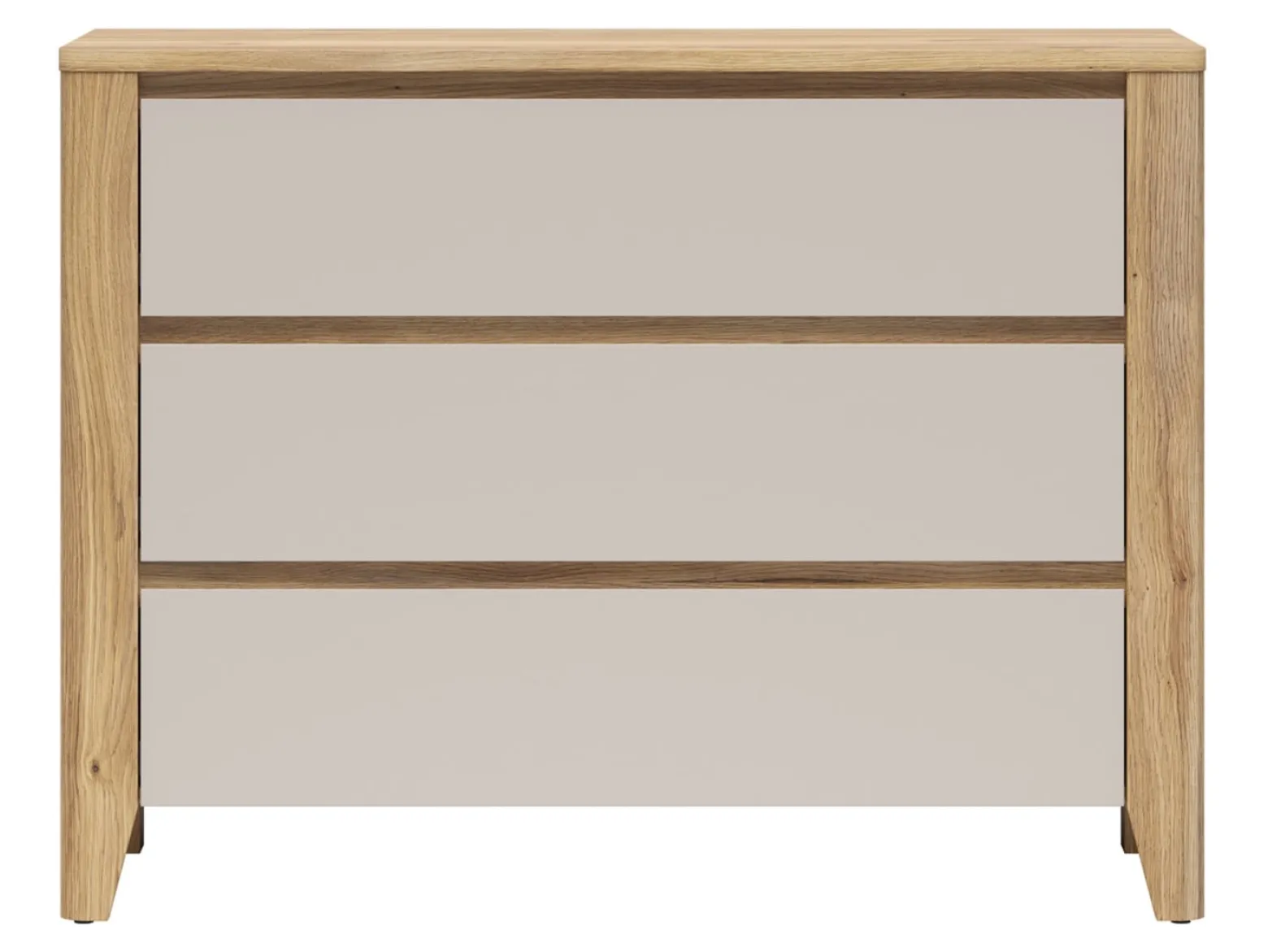 Komoda Sawira II 116 cm z 3 szufladami dąb mauvella/kaszmir