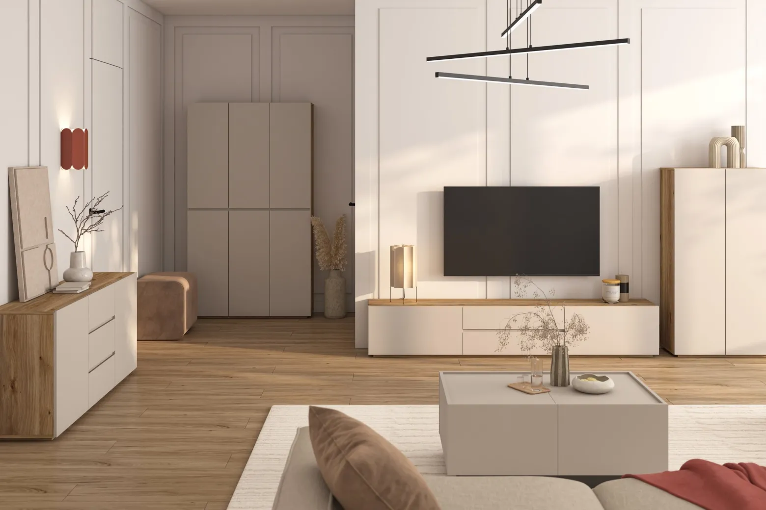 Komoda wysoka 105 cm do salonu z półkami CRISS