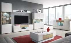 Komoda wysoka TOLEDO 3D1S biała połysk/dąb san remo