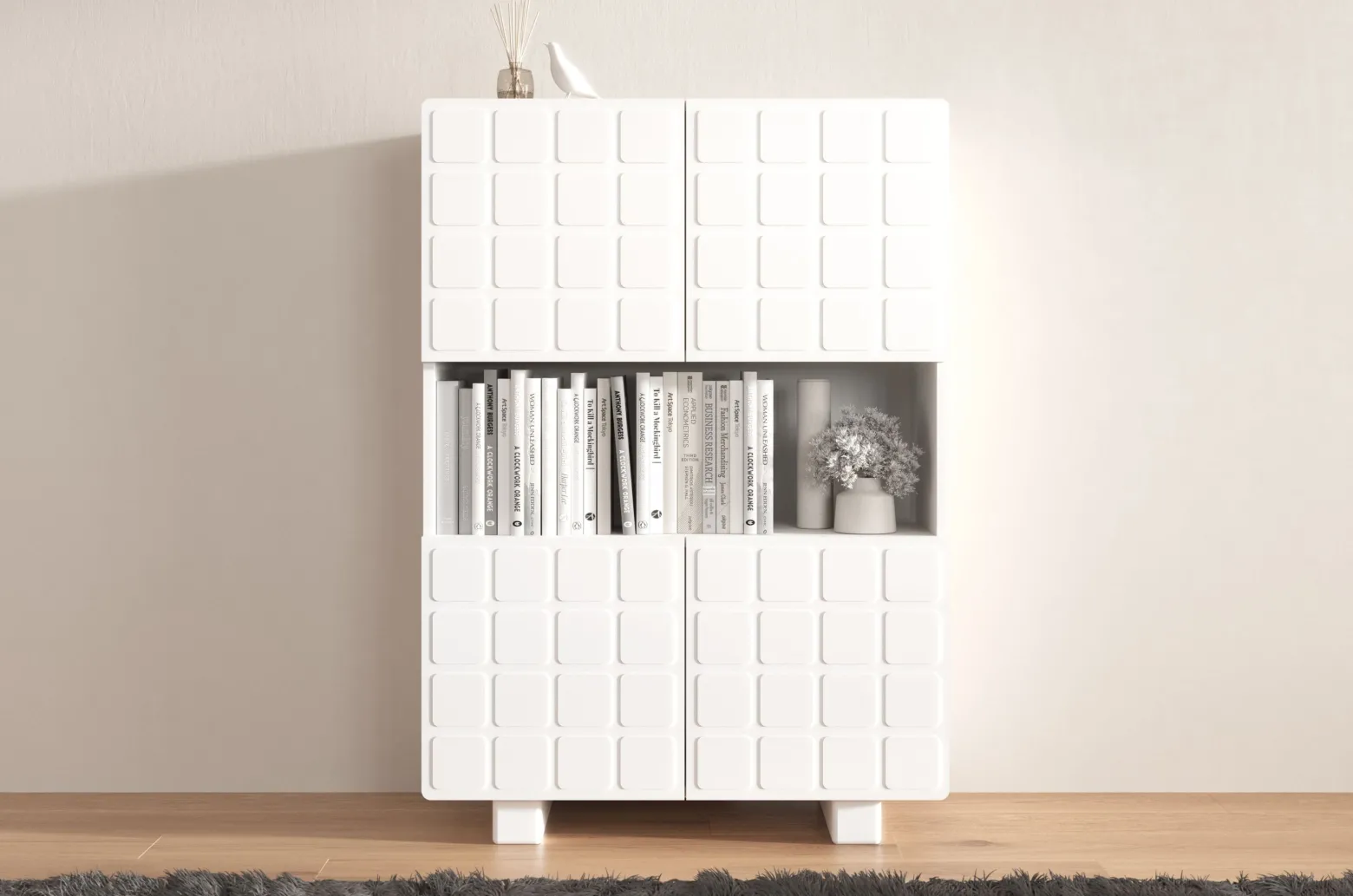 Komoda z frontami 3D Skandica CUBO HIGH / biały / 85cm