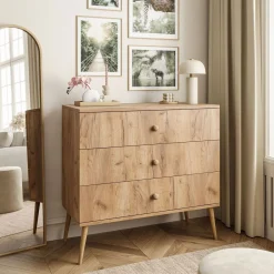 Komoda z szufladami HARMONY dąb craft złoty