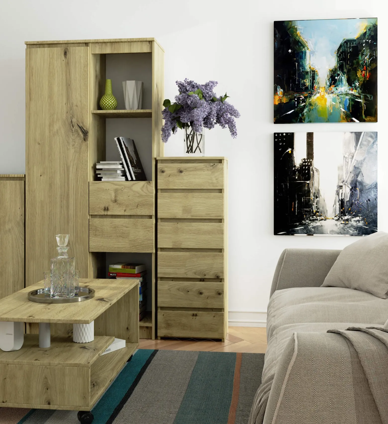 Komoda AKORD CL6 Dąb Artisan 40 cm mat 40x35x109 cm