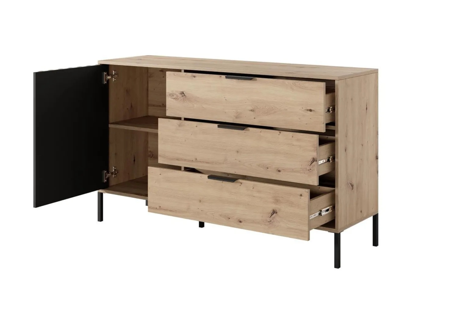 Komoda AMARA szufladami do sypialni dąb artisan antracyt