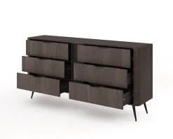 Komoda ARVIS - luksusowy design, 6 szuflad, Dąb Dunin + Czarny