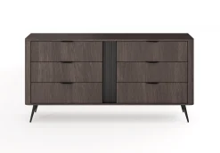 Komoda ARVIS - luksusowy design, 6 szuflad, Dąb Dunin + Czarny