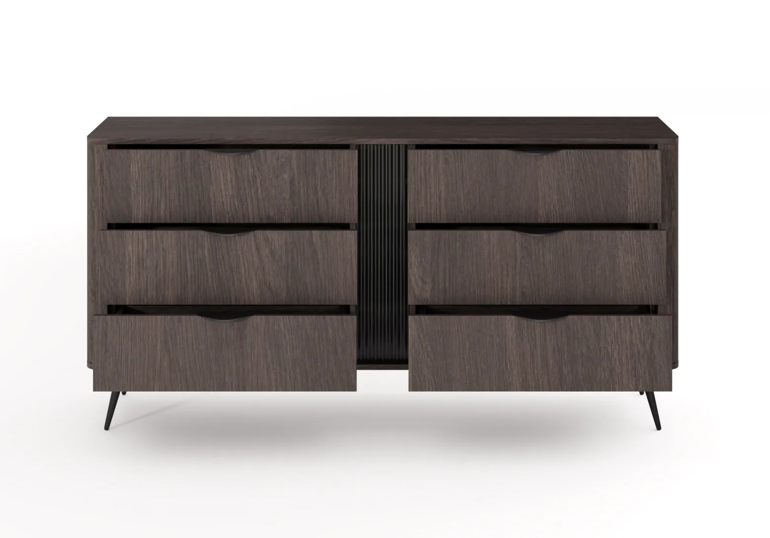 Komoda ARVIS - luksusowy design, 6 szuflad, Dąb Dunin + Czarny