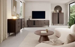 Komoda ARVIS - luksusowy design, 6 szuflad, Dąb Dunin + Czarny