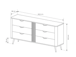 Komoda ARVIS - luksusowy design, 6 szuflad, Dąb Dunin + Czarny