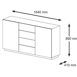 Komoda AURA KOM2D4S 164 dąb artisan / czarny mat