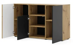 Komoda AURIS 3D 135 cm dąb artisan / czarny mat