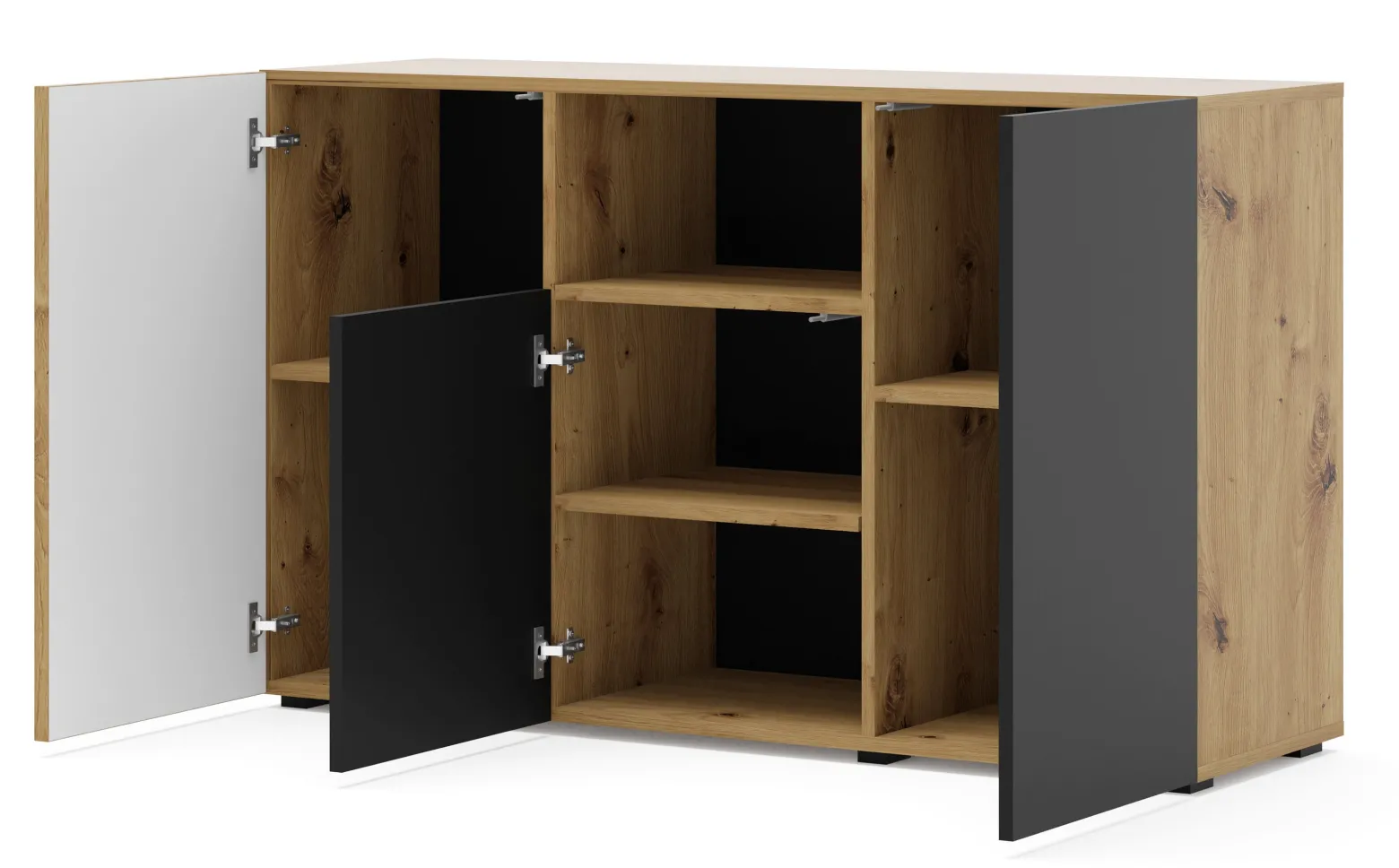 Komoda AURIS 3D 135 cm dąb artisan / czarny mat