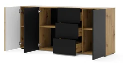 Komoda AURIS 3D3S 180 cm dąb artisan / czarny mat