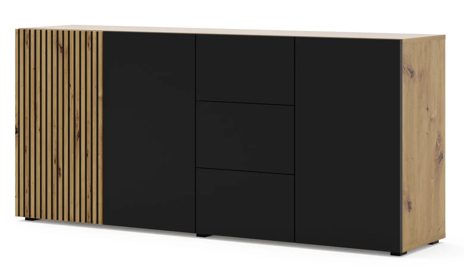 Komoda AURIS 3D3S 180 cm dąb artisan / czarny mat
