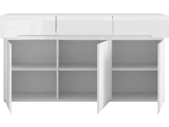 Komoda Azteca Trio 150 cm z 3 drzwiami i 3 szufladami biały połysk
