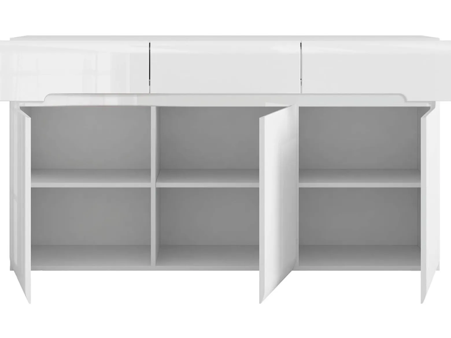 Komoda Azteca Trio 150 cm z 3 drzwiami i 3 szufladami biały połysk