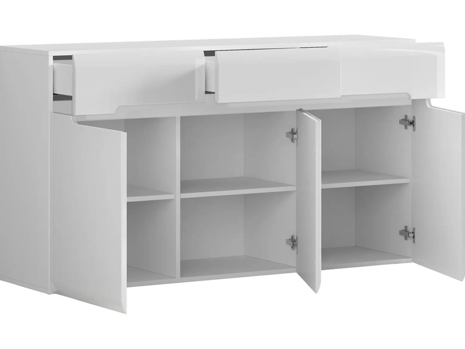 Komoda Azteca Trio 150 cm z 3 drzwiami i 3 szufladami biały połysk