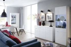 Komoda Azteca Trio 150 cm z 3 drzwiami i 3 szufladami biały połysk