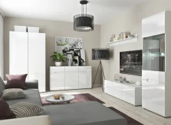 Komoda Azteca Trio 150 cm z 3 drzwiami i 3 szufladami biały połysk