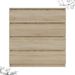 Komoda BASIC 4 szuflady – Dąb Sonoma | 90x97x40 cm