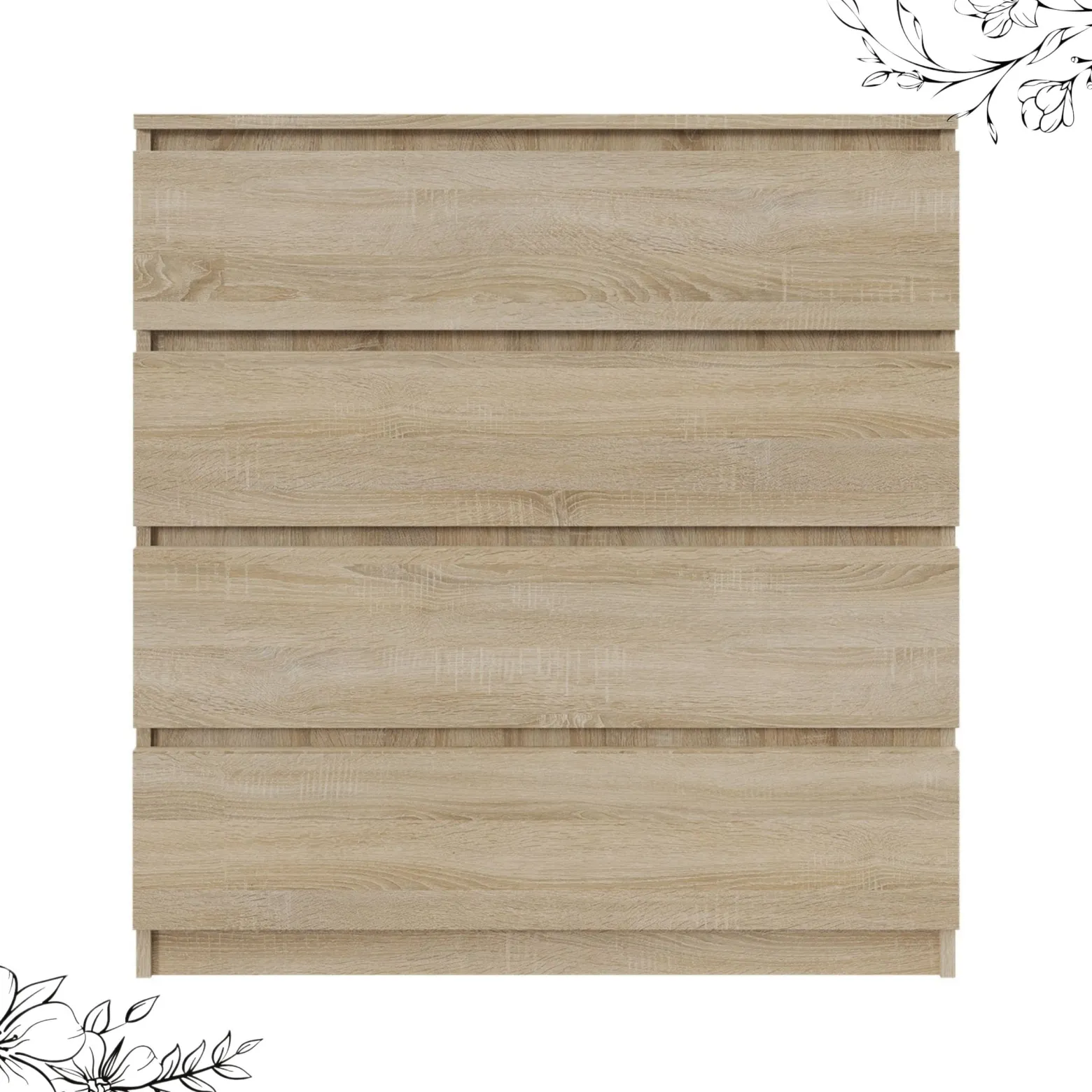 Komoda BASIC 4 szuflady – Dąb Sonoma | 90x97x40 cm