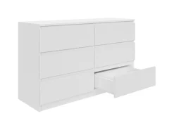 Komoda Biała 120 cm - 6 Szuflad, Przestronna i Funkcjonalna