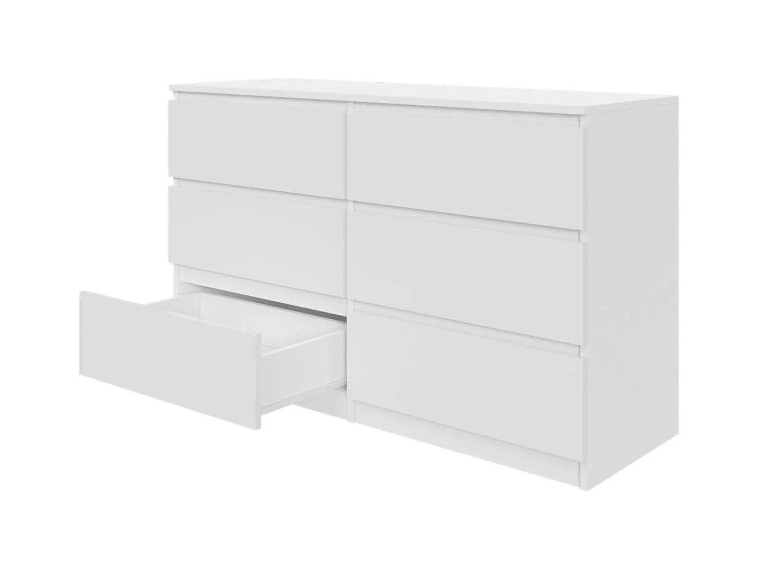 Komoda Biała 120 cm - 6 Szuflad, Przestronna i Funkcjonalna