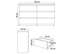 Komoda Biała 120 cm - 6 Szuflad, Przestronna i Funkcjonalna