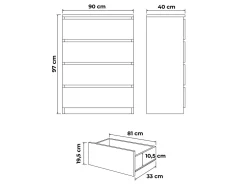 Komoda biała 90cm - 4 szuflady, nowoczesny design PL