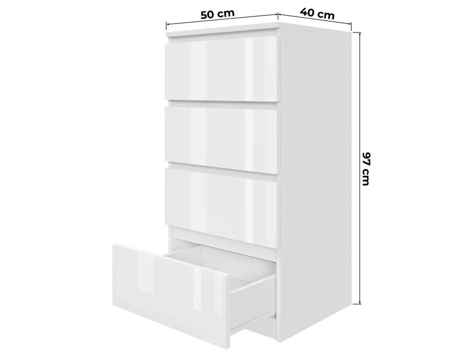 Komoda biała 50cm - 4 szuflady, nowoczesny design PL