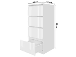 Komoda biała 40cm - 4 szuflady, nowoczesny design PL