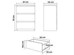 Komoda Biała 60 cm z 3 Szufladami - do Każdego Pomieszczenia