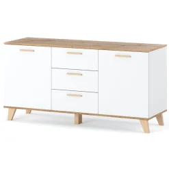 Komoda biała skandynawska olivier 150cm szafka 3 szuflady