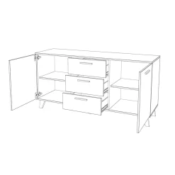 Komoda biała skandynawska olivier 150cm szafka 3 szuflady