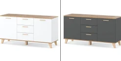 Komoda biała skandynawska olivier 150cm szafka 3 szuflady