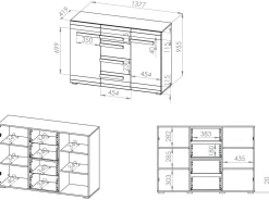 Komoda BIANKA 2D4S 138 sosna śnieżna/szara