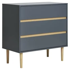 KOMODA Bisley ciemnoszara 3 SZUFLADY drewno sosnowe MDF