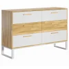 Komoda Biurowa Stylowa Biaław Industrialnym Stylu 140cm