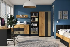 Komoda BLINT 06 dąb craft złoty / czarny / stal premium