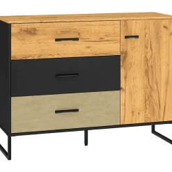 Komoda BLINT 06 dąb craft złoty / czarny / stal premium