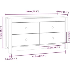 Komoda Brąz 100 x 40 x 54 cm Drewno sosnowe vidaXL