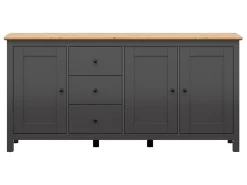 Komoda Claudio 199 cm z 3 drzwiami i 3 szufladami grafit/dąb artisan